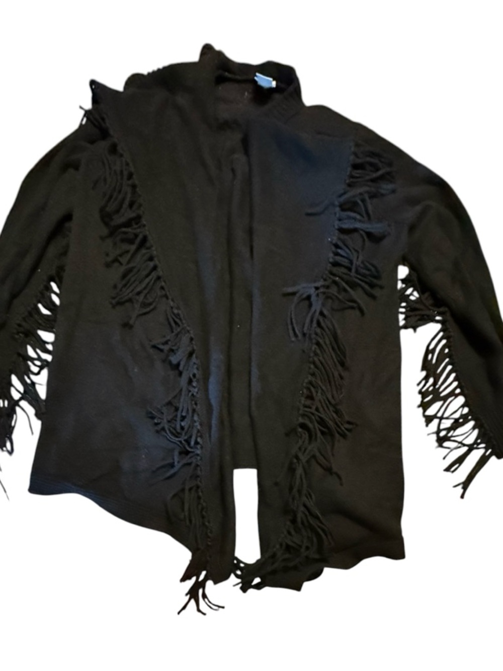 Chico Black Fringe Open-Front Women's Cardigan Jacket